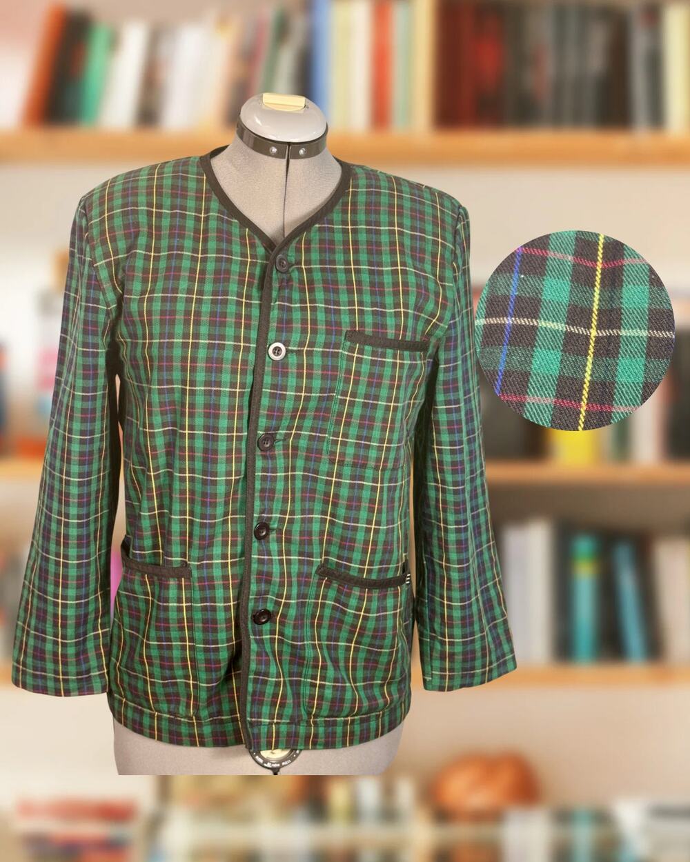 Vintage 80s Esprit Sport Cotton Preppy Academia Green Plaid Shacket Size M